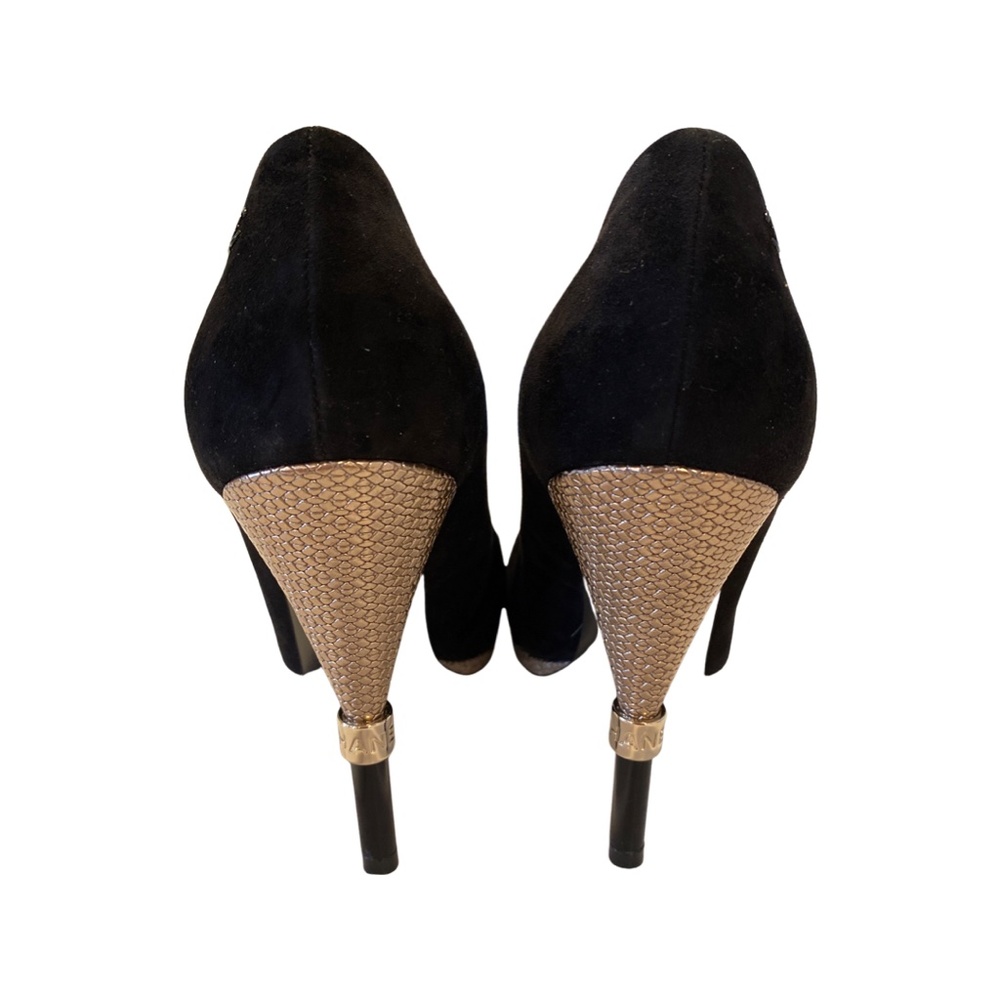 Chanel black suede & Satin Heels: LIKE NEW - Picture 2 of 7